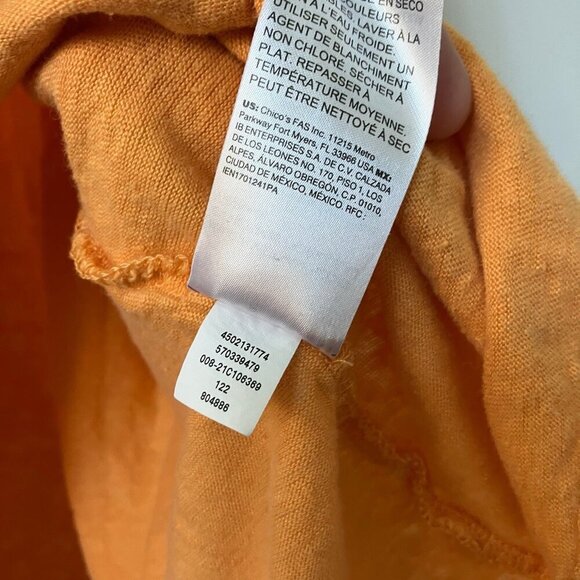 Chico's T-shirt Womens XL Linen Fringe Sleeve Orange Boho - Picture 2 of 9